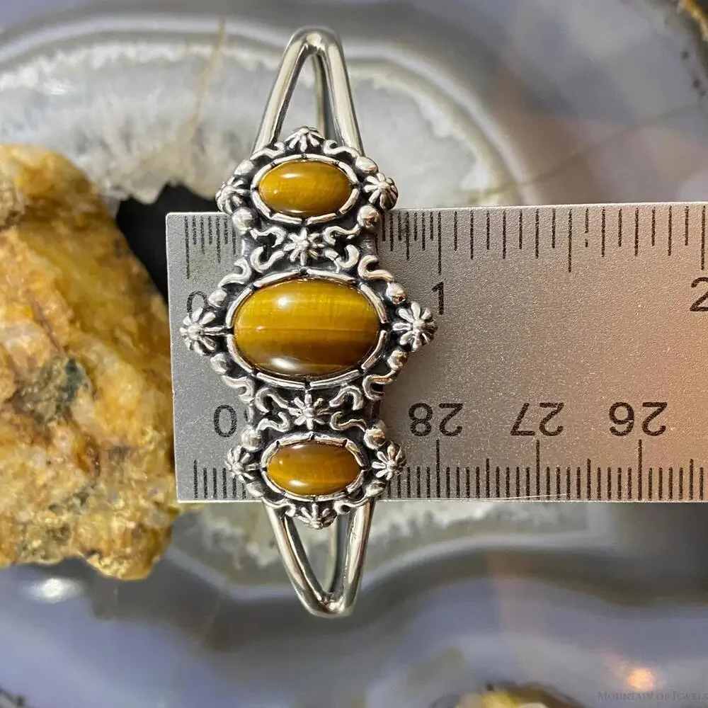 Carolyn Pollack Vintage Southwestern Style Sterling Tiger Eye Decorated Bracelet
